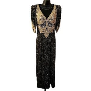 Cache VINTAGE Silk Beaded Long Dress